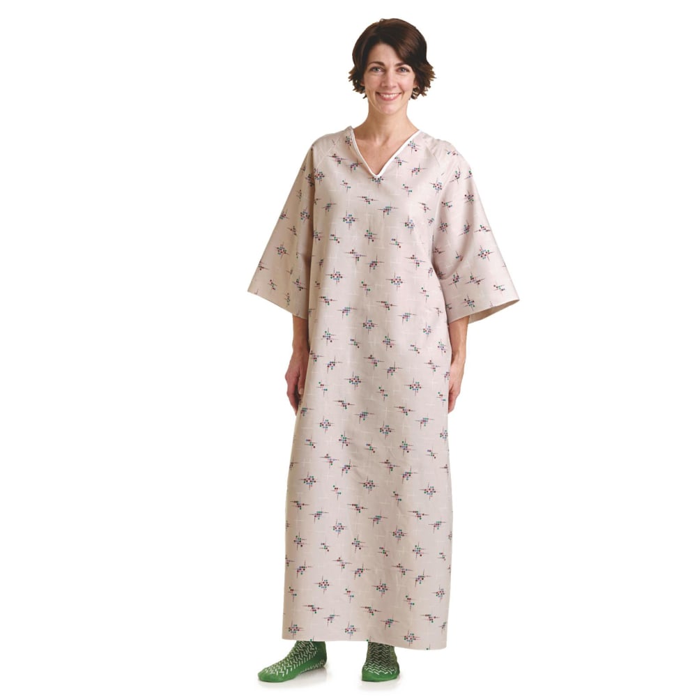 Medline Tie Side Patient Gowns, 52", Galaxy Gray,