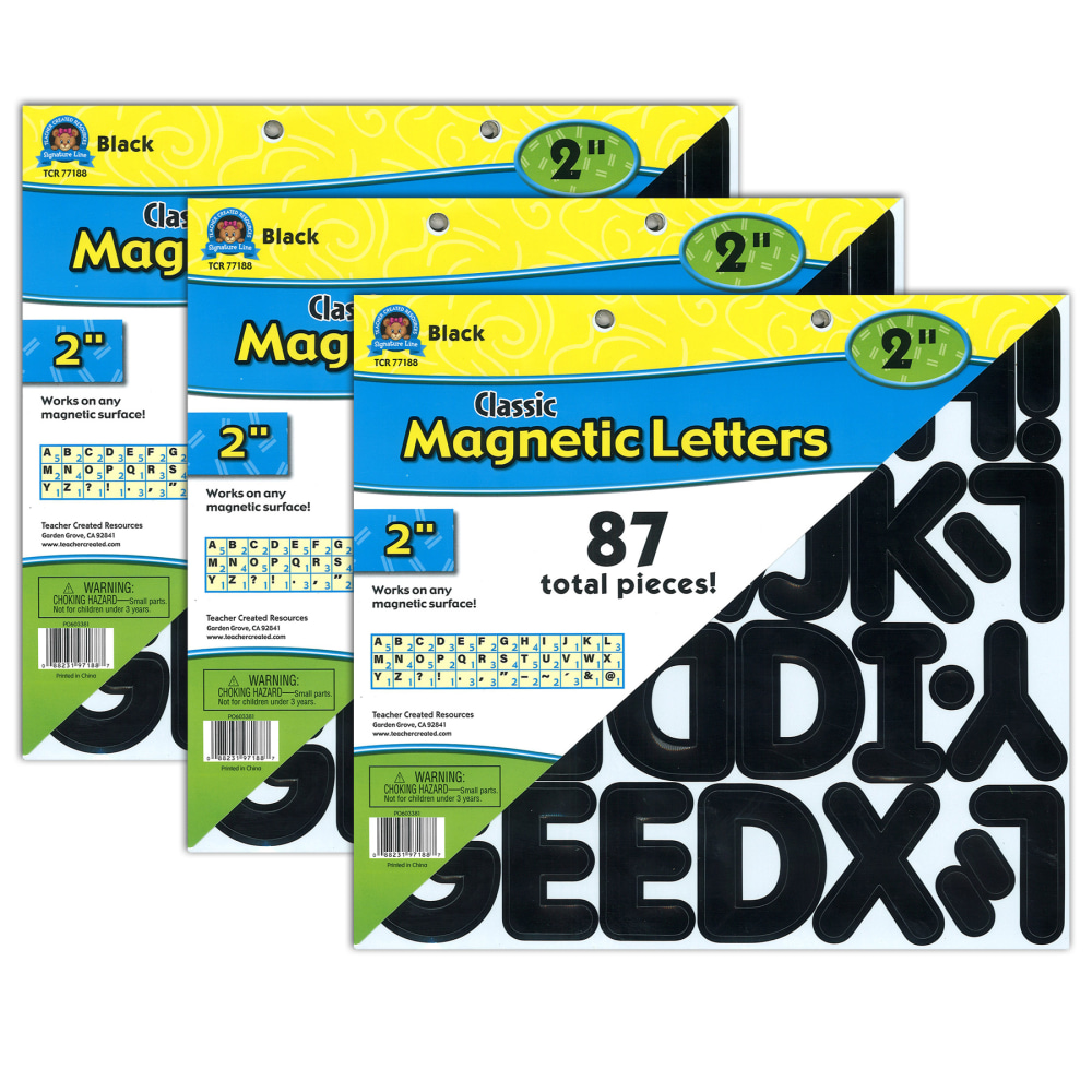 Teacher Created Resources Magnetic Letters, 2”, Black, 87