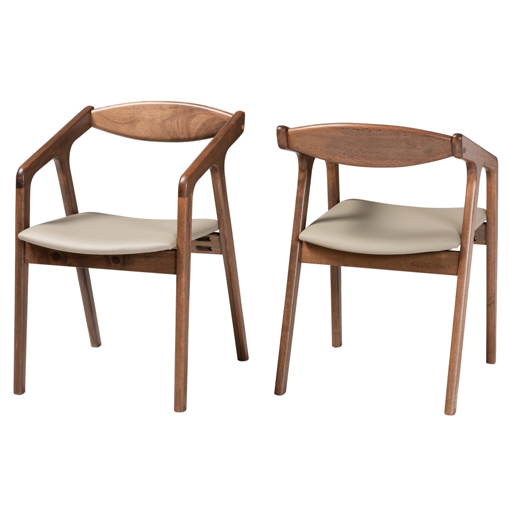 Baxton Studio Harland Dining Chairs, Gray/Walnut Brown, Set