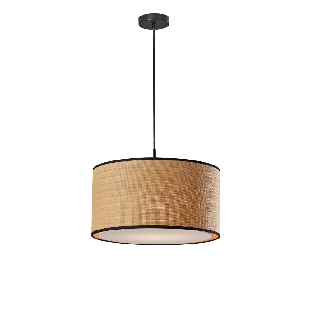 Adesso® Harvest Drum Lamp, 20"W, Natural Shade/Black Base