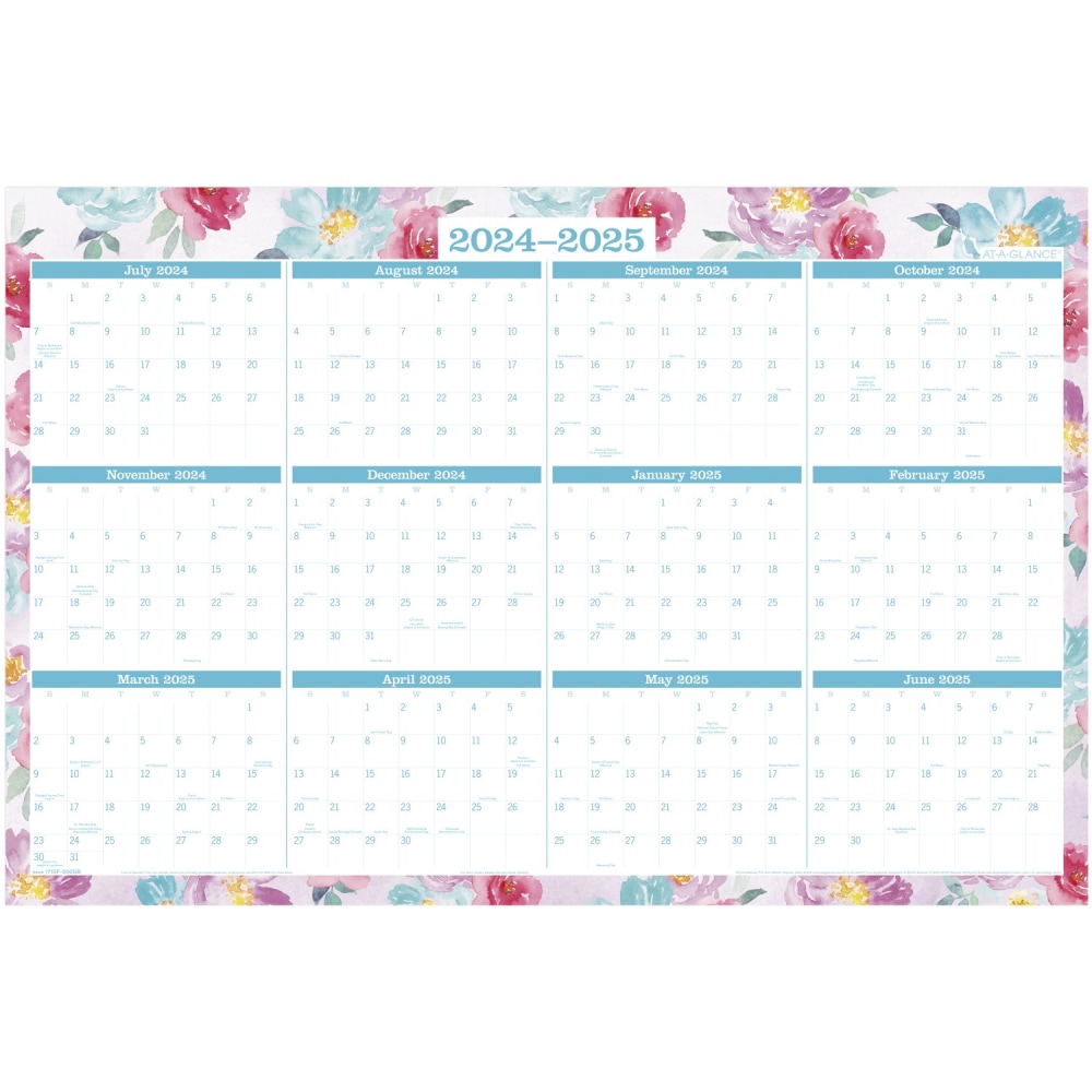 2024-2025 AT-A-GLANCE® Reversible Academic And Regular Year Wall