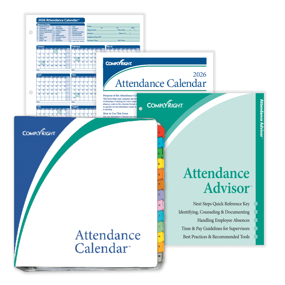 ComplyRight® 2026 Attendance Calendar Kit, 8 1/2" x