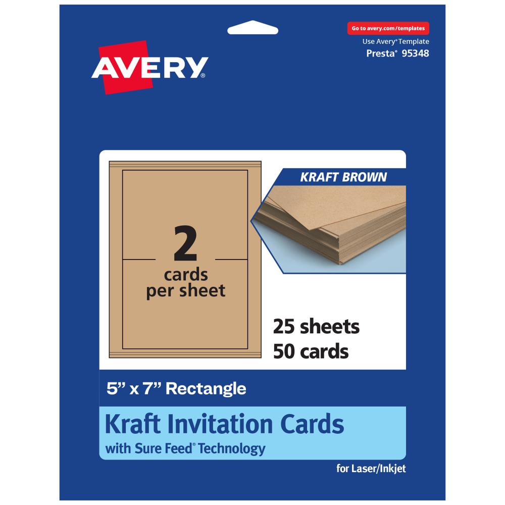 Avery® Printable Invitation Cards With Sure Feed® Technology,