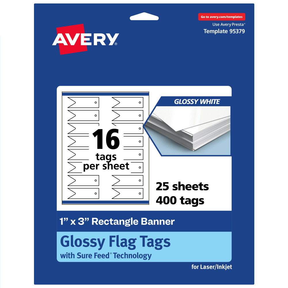 Avery® Print-To-The-Edge Flag Tags With Sure Feed® Technology,
