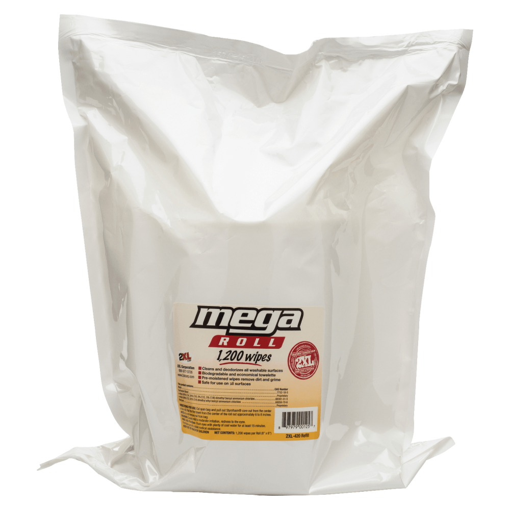 2XL Mega Roll Wipes Refills, 8" x 8",