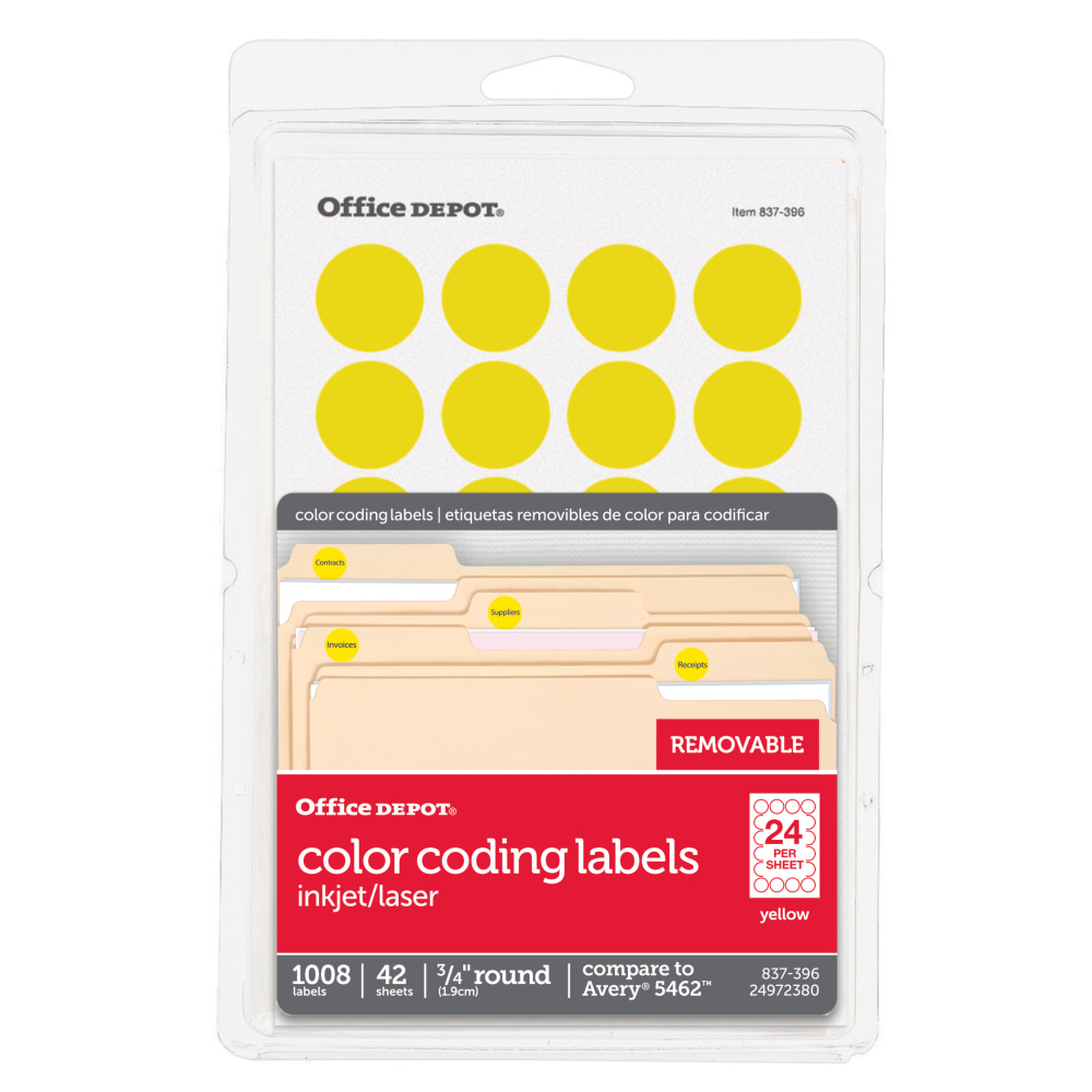 Office Depot® Brand Removable Round Color-Coding Labels, OD98788,