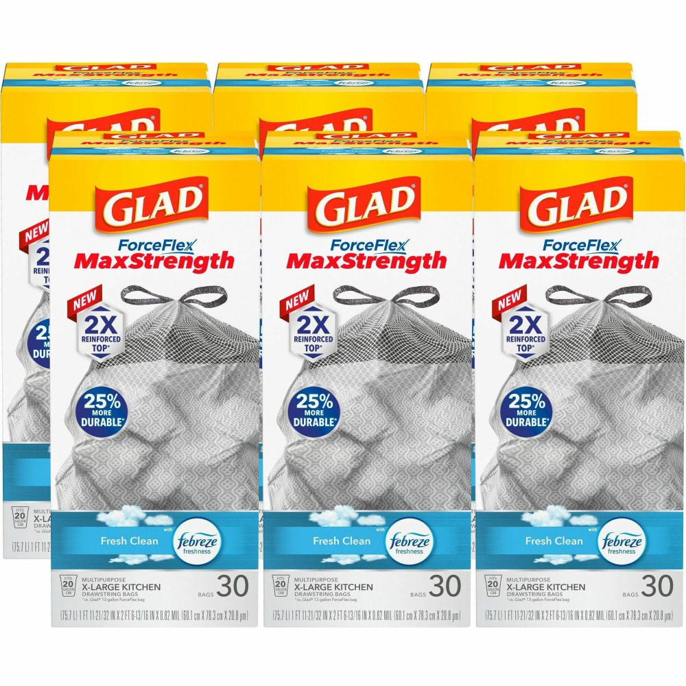 Glad ForceFlexPlus X-Large Kitchen Drawstring Bags - Fresh
