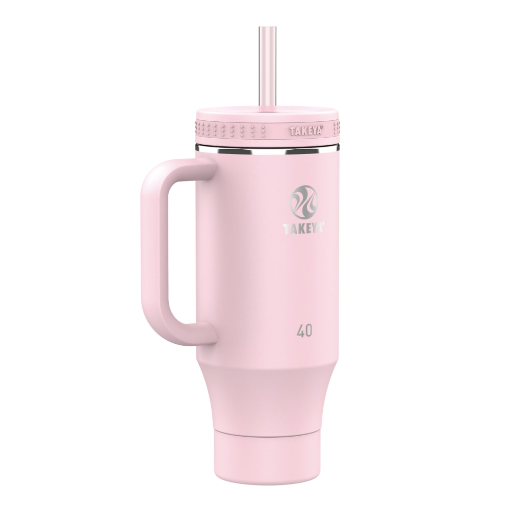 Takeya Fixed Handle Straw Tumbler, 40 Oz, Blush