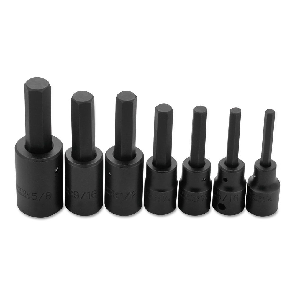 PROTO 7-Piece Hex-Bit Impact Socket Set, SAE, 1/2"