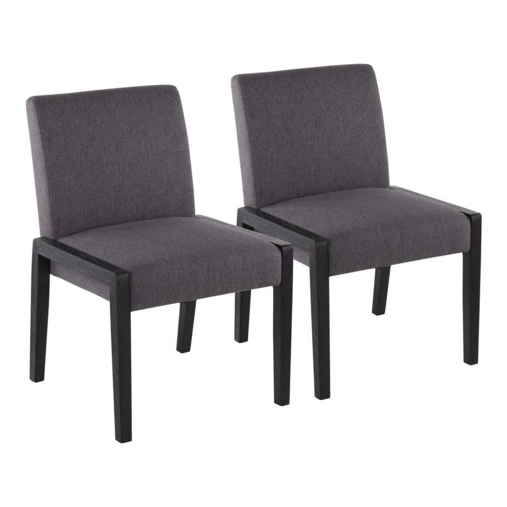 LumiSource Carmen Contemporary Dining Chairs, Black/Gray Fabric,