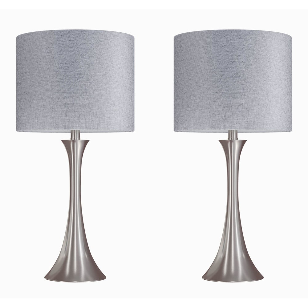 LumiSource Lenuxe Contemporary Table Lamps, 24-1/4”H, Gray &