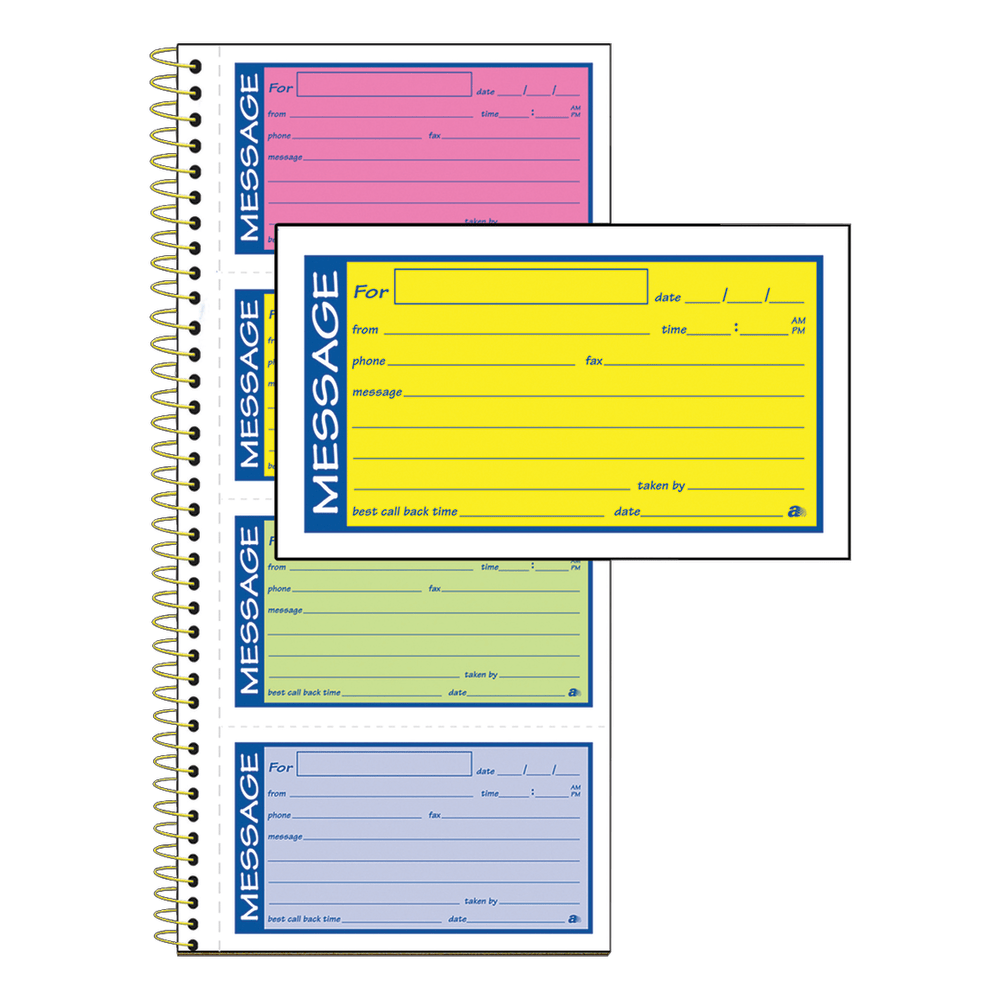 Adams® High-Impact Phone Message Book, Neon Colors, Book