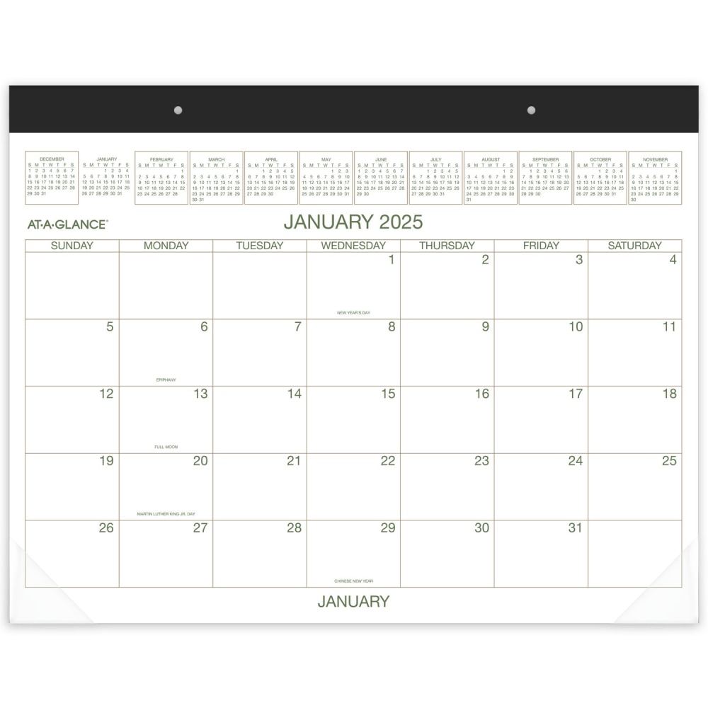 2025 AT-A-GLANCE® 2-Color Monthly Desk Pad, 21-3/4" x