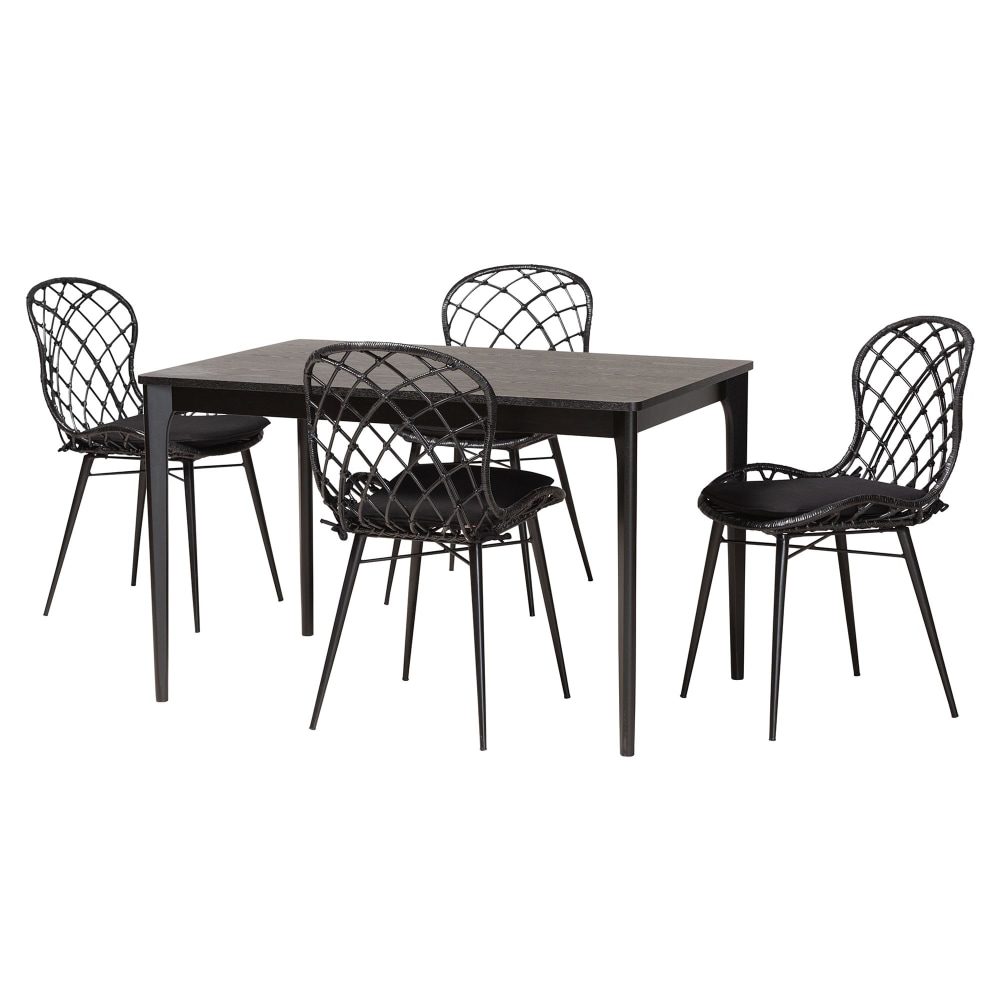 Baxton Studio Sabelle Modern Bohemian 5-Piece Dining Set,