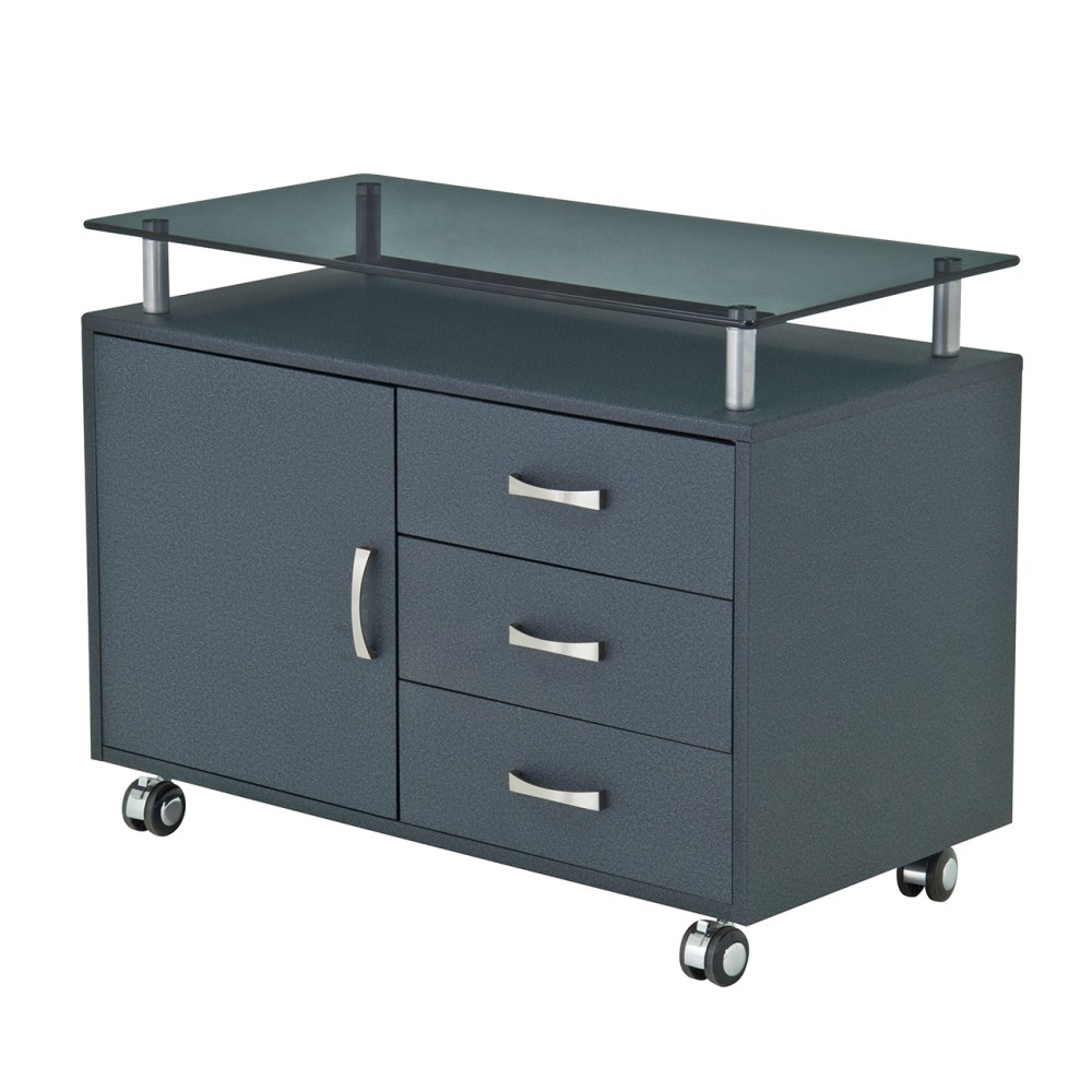 Techni Mobili 32"W Rolling Storage Cabinet With Frosted