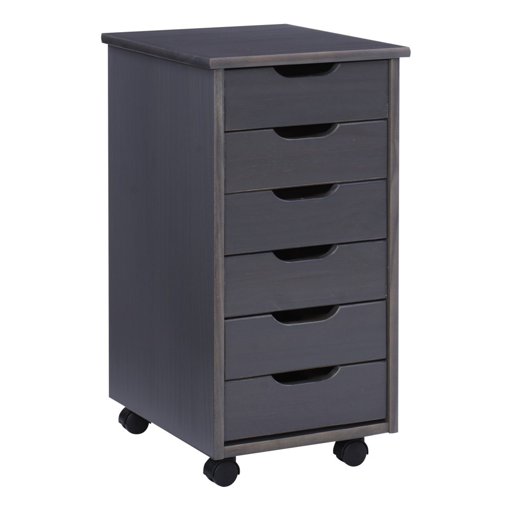 Linon Casimer 6-Drawer Rolling Home Office Storage Cart,