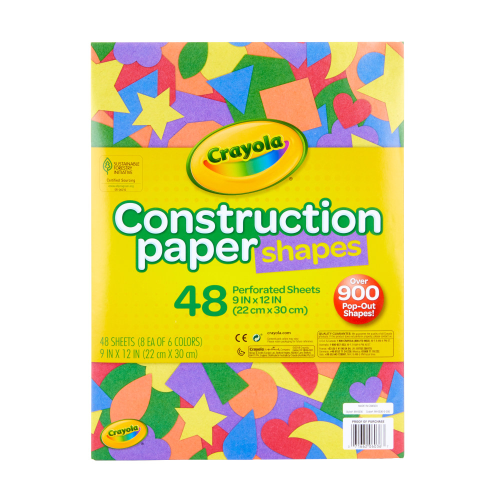 Crayola Construction Paper Shapes, 9" x 12", Assorted