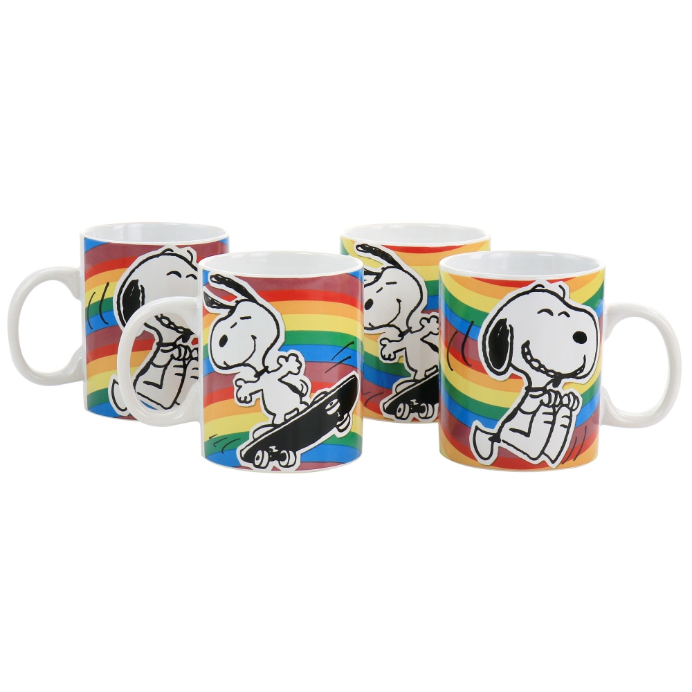 Gibson Peanuts 70th Anniversary 4-Piece Mug Set, 15