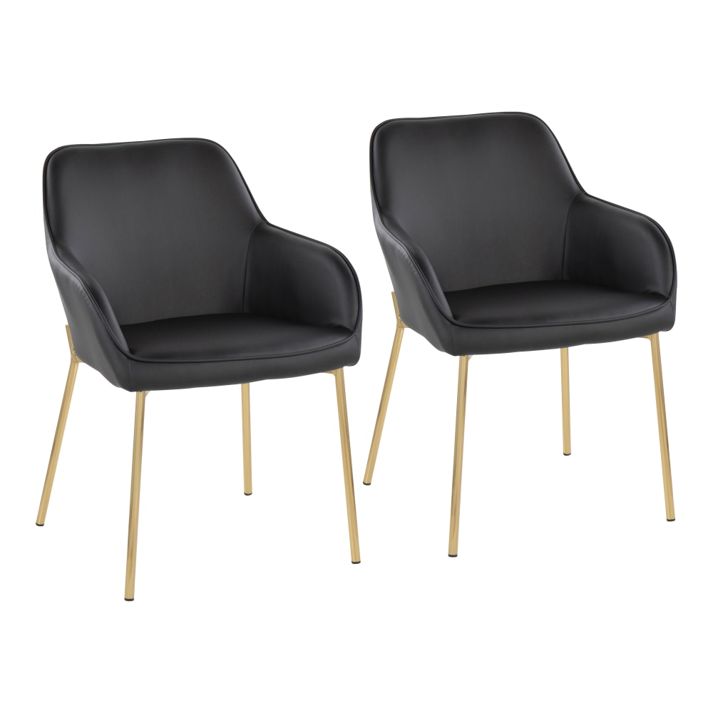 LumiSource Daniella Contemporary Dining Chairs, Black/Gold, Set