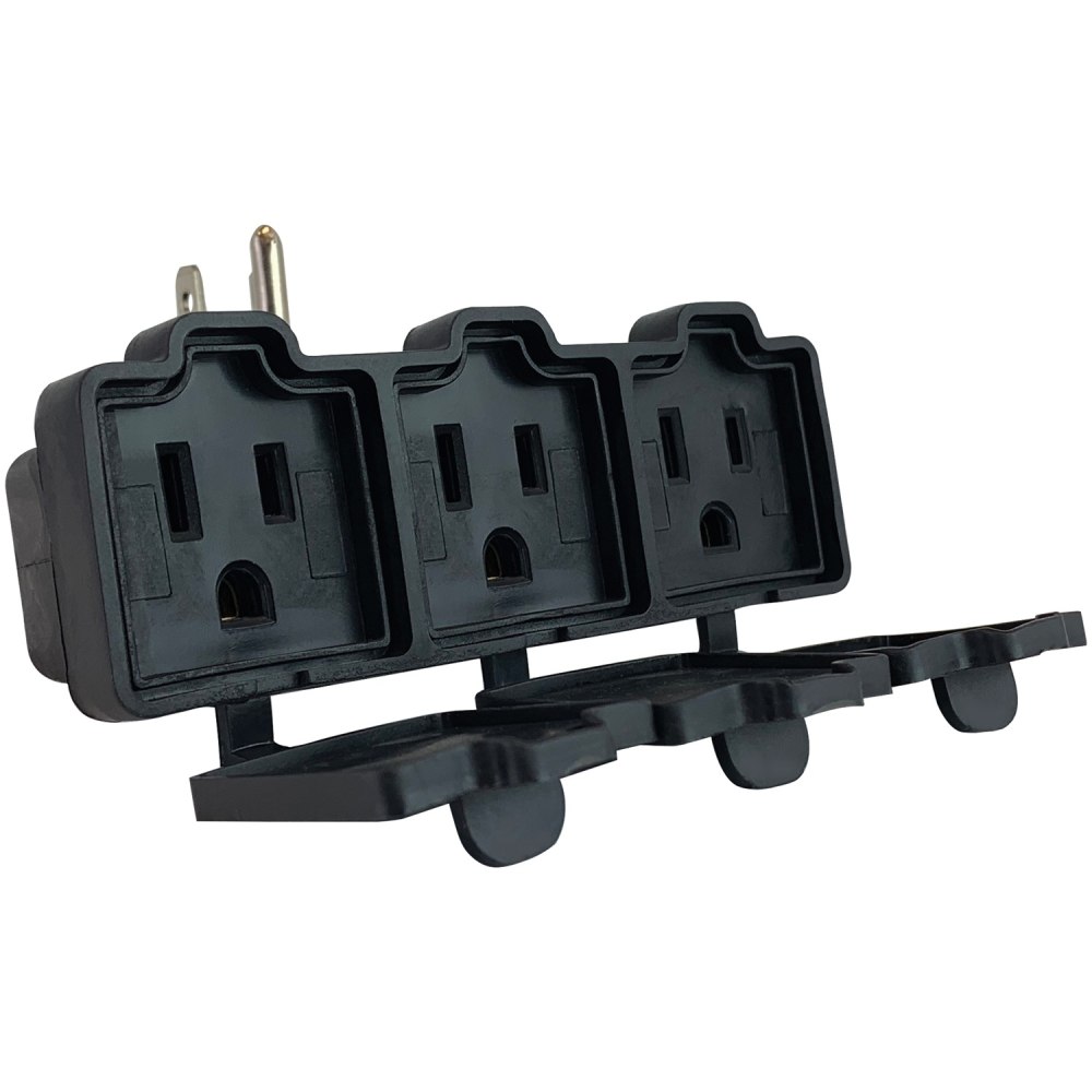 Stanley PLUGMAX 31110 3-Outlet Outdoor Wall Tap, Black