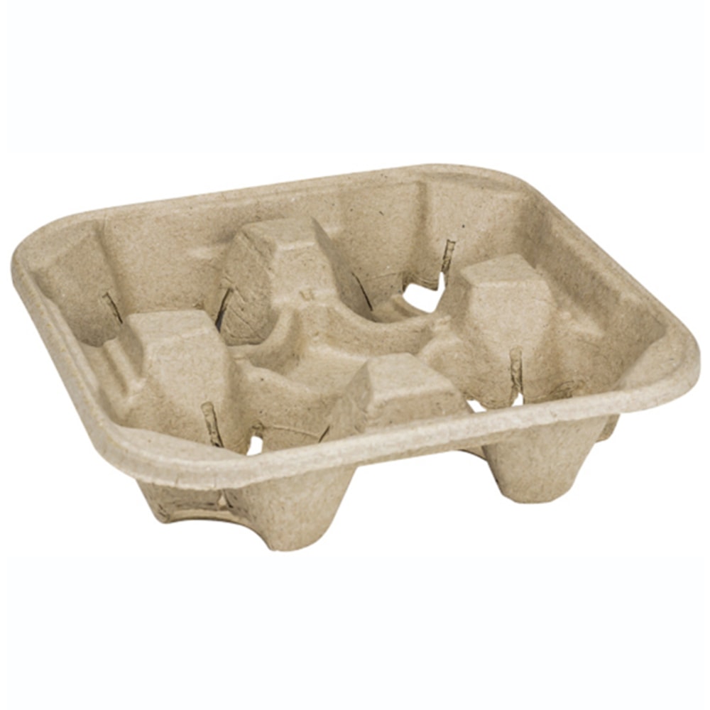 Karat 4-Cup Carriers, 8-32 Oz, Brown, Case Of