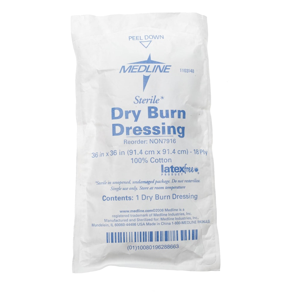 Medline Sterile Burn Dressings, 18-Ply, 36" x 36",