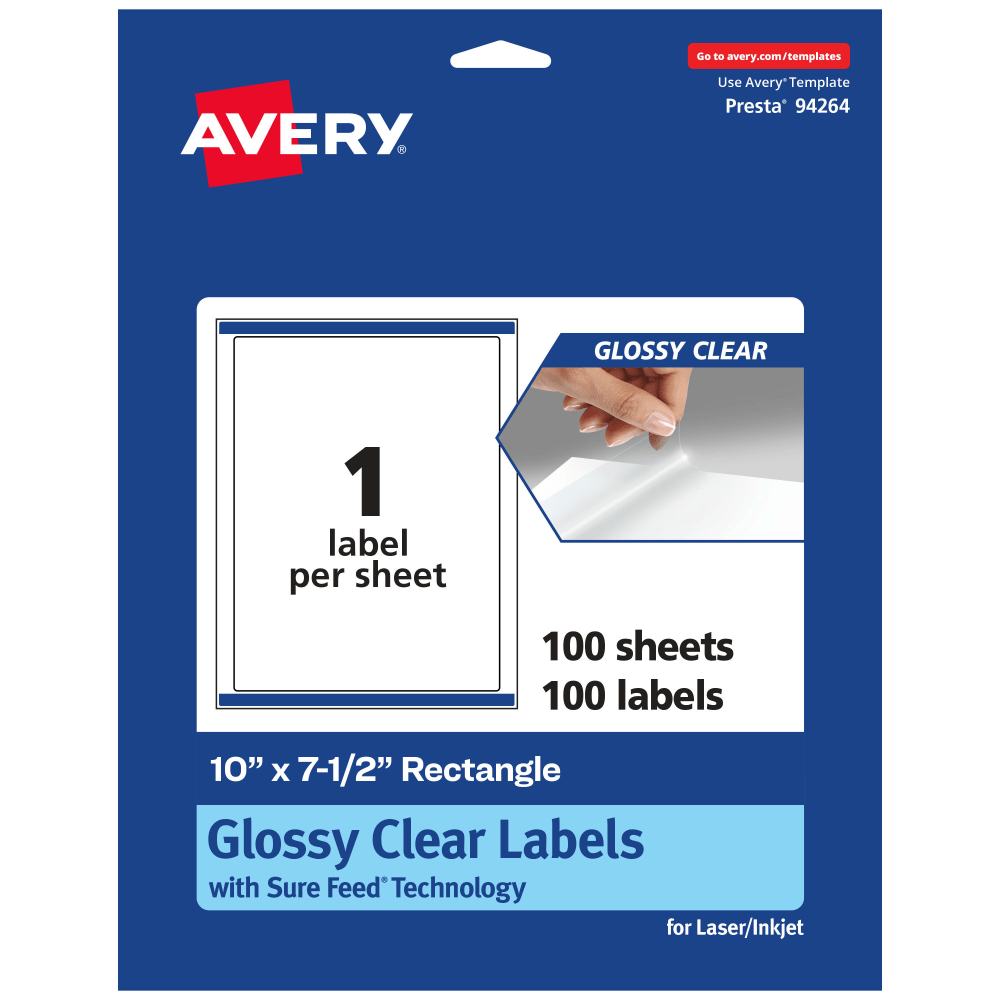 Avery® Glossy Permanent Labels With Sure Feed®, 94264-CGF100,