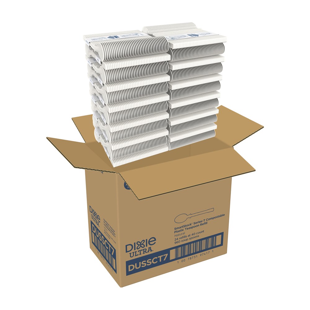 Dixie® TriTower Compostable Spoons, White, Box Of 40