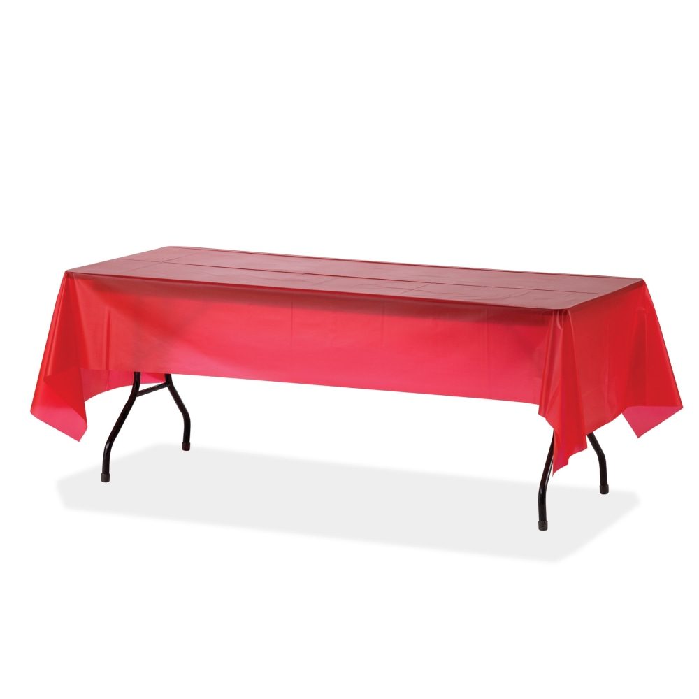 Genuine Joe Plastic Rectangular Table Covers, 108" Length