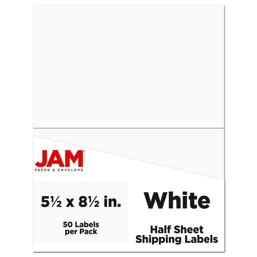 JAM Paper® Half-Page Mailing And Shipping Labels, Rectangle,