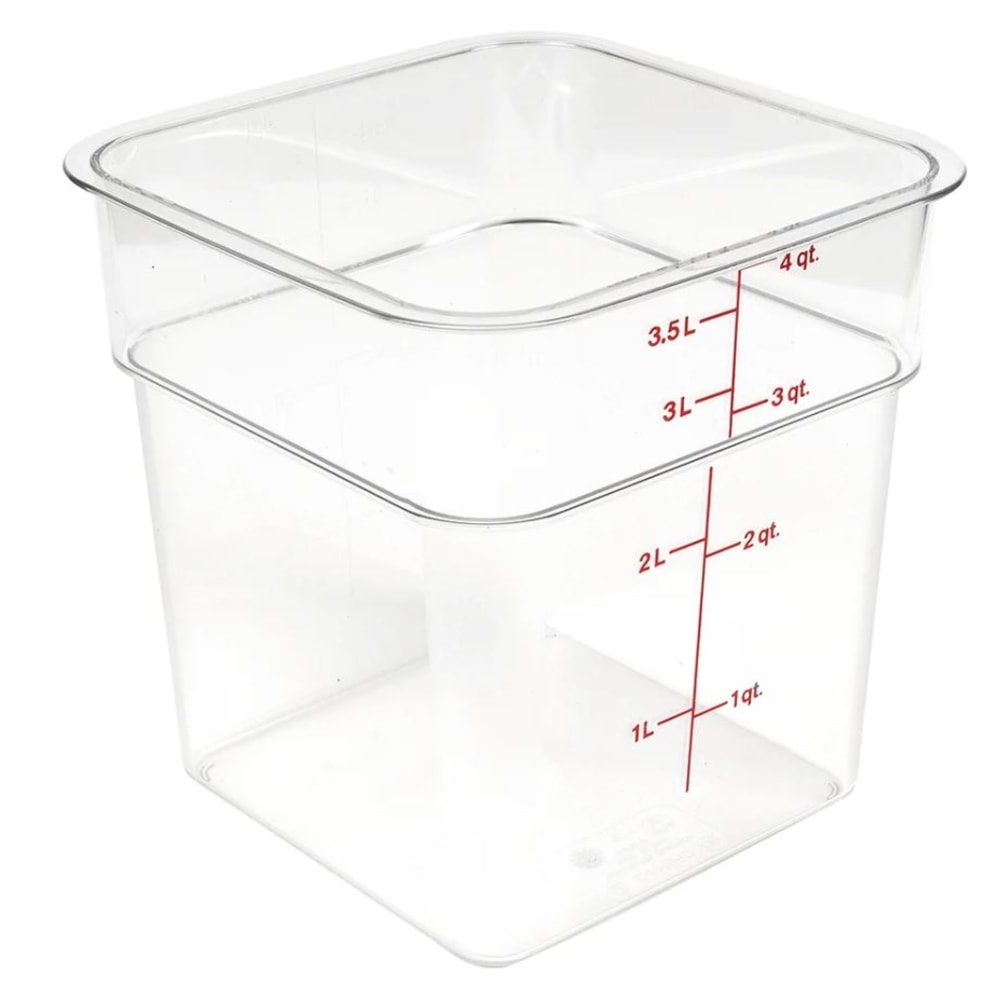 Cambro Square Food Storage Containers, 4-Quart, Clear, Pack