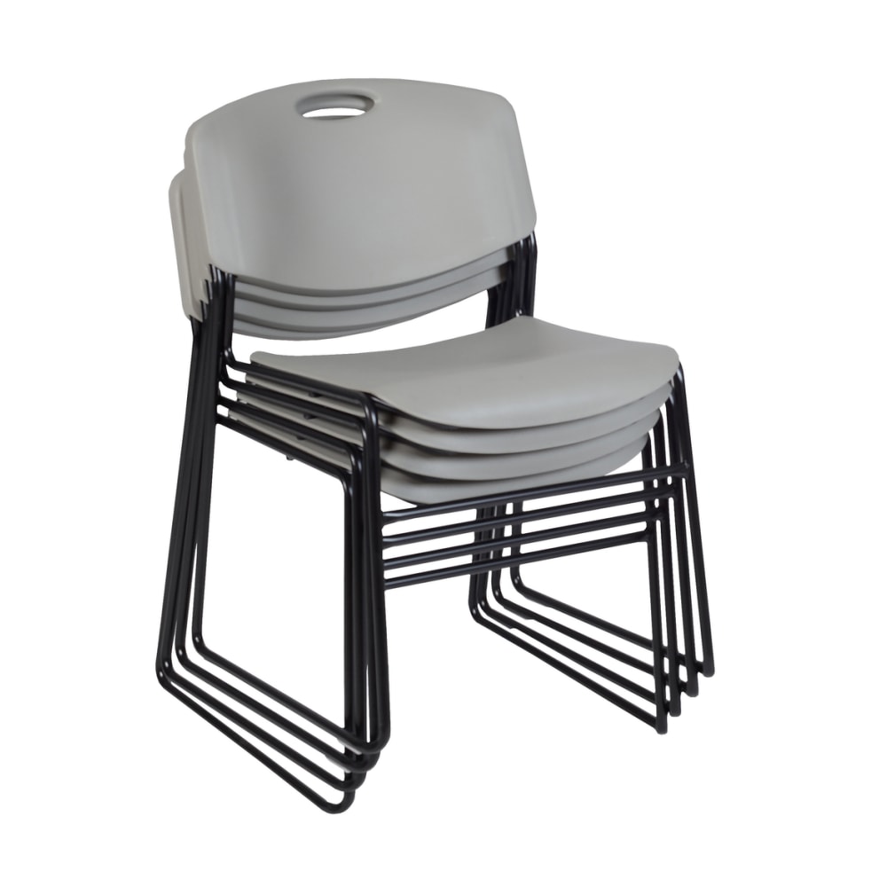 Regency Zeng Polyurethane Armless Stacking Chairs, Black/Gray,