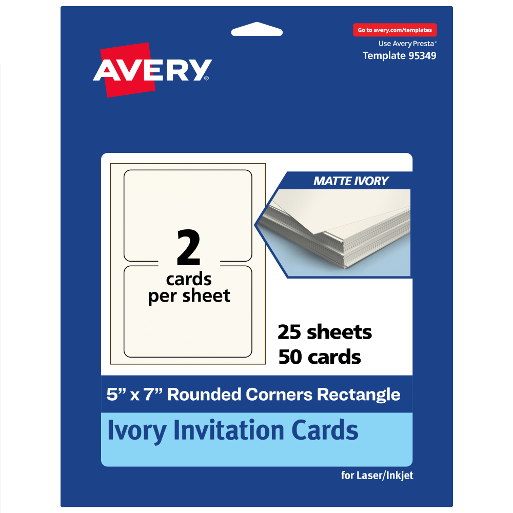Avery® Printable Invitation Cards, 5" x 7" Rectangle