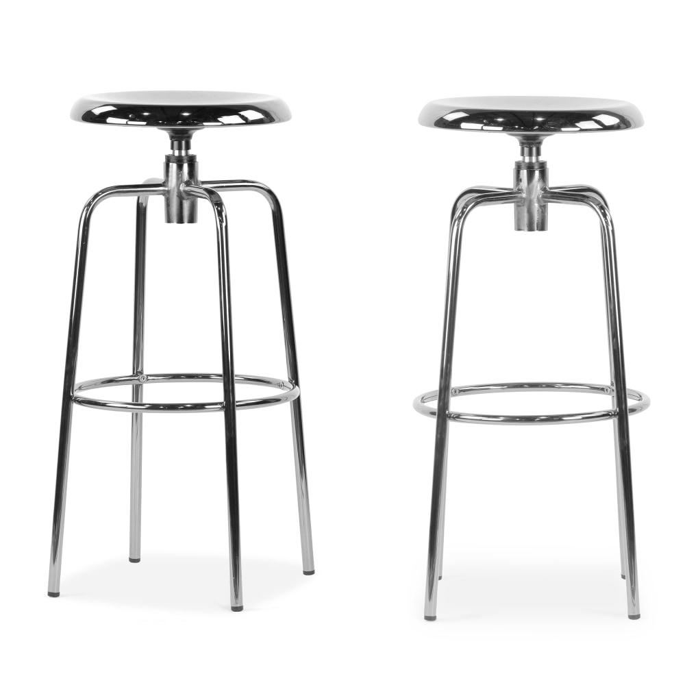 Glamour Home Ayala Chrome Bar Stools, Silver, Set