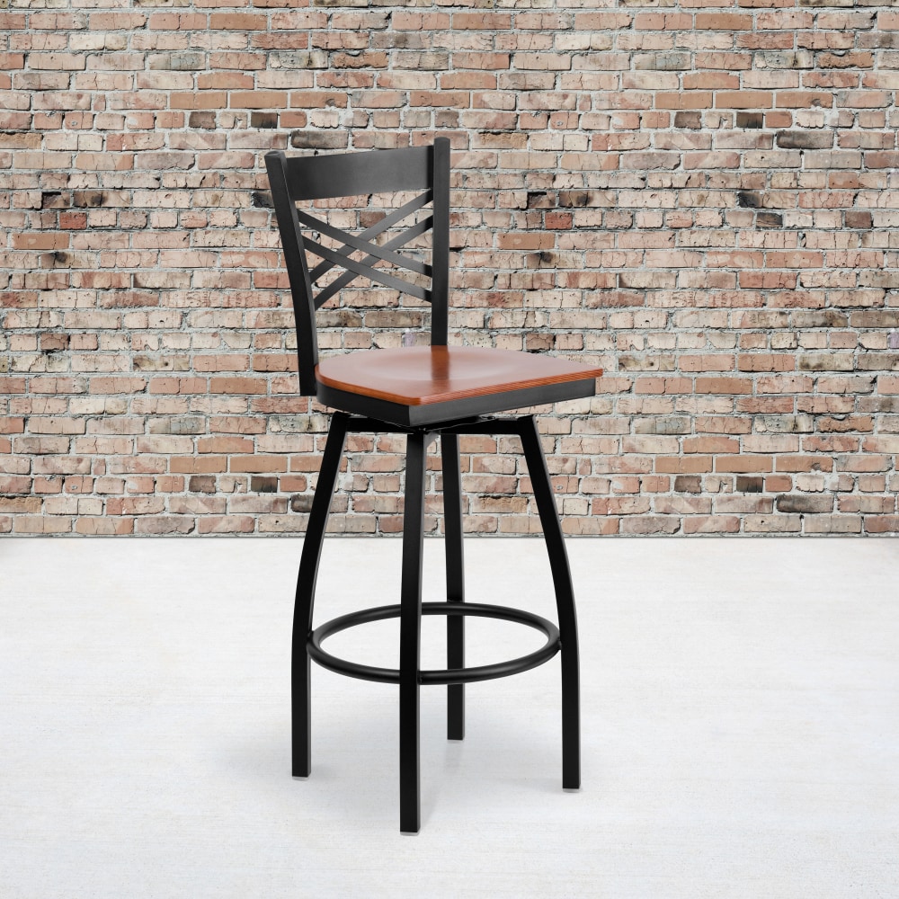 Flash Furniture Wood/Metal Swivel Barstool With X-Back,