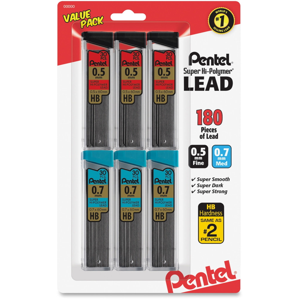 Pentel Super Hi-Polymer Lead Refills Value Pack -