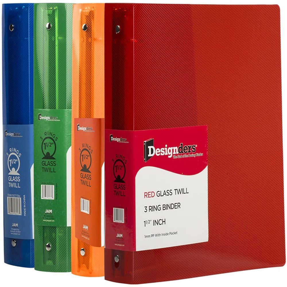 JAM PAPER 3 Ring Plastic Binder, 1.5 inch,