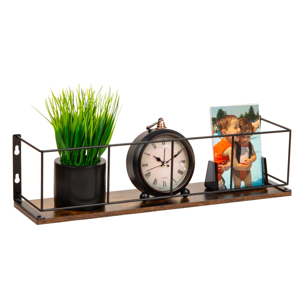 Mind Reader Desktop Shelf, 4-3/4" x 19-5/8", Brown,