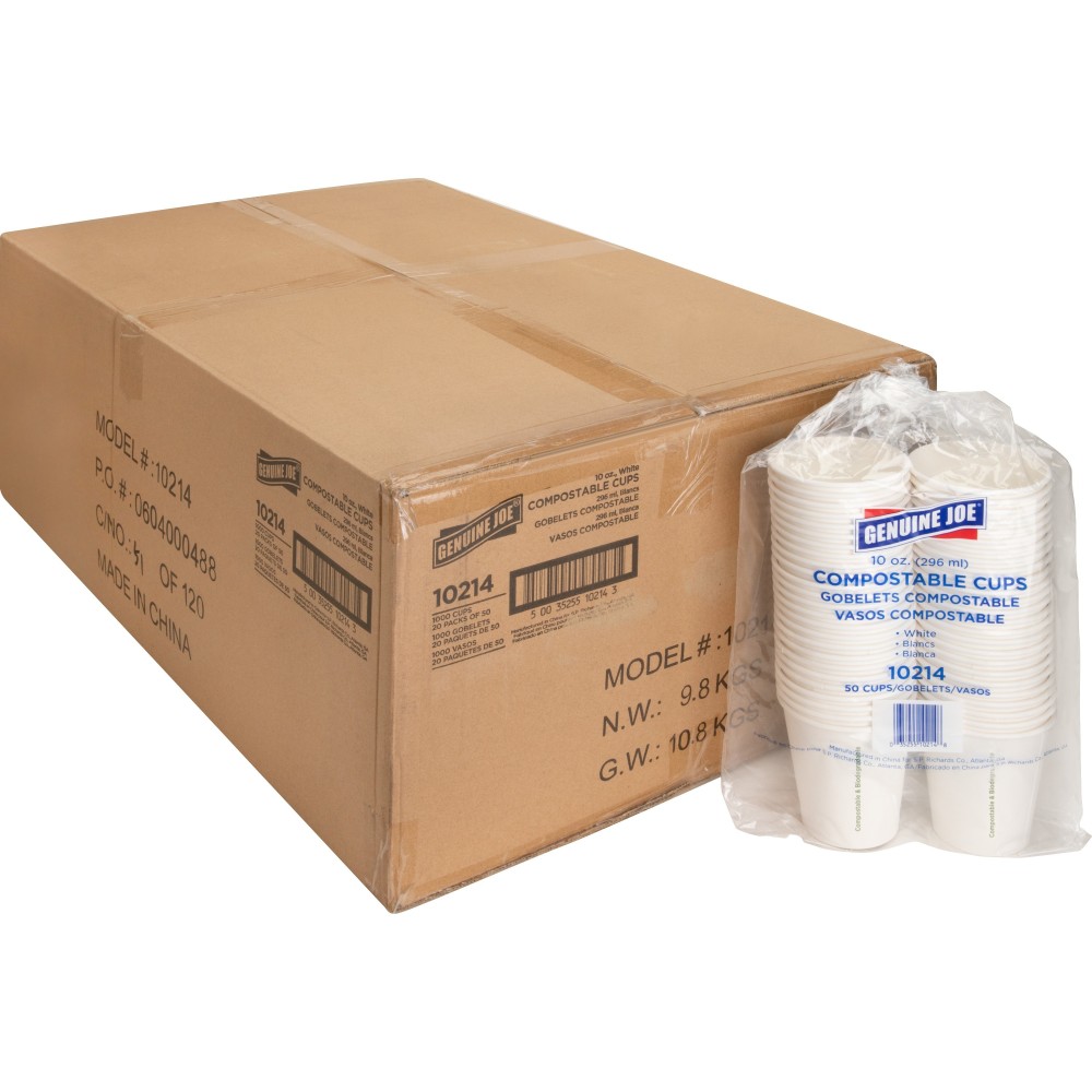 Genuine Joe Paper Cups, 10 Oz, 50 Cups