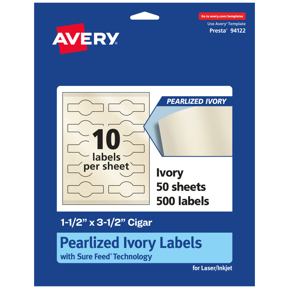 Avery® Pearlized Permanent Labels With Sure Feed®, 94122-PIP50,