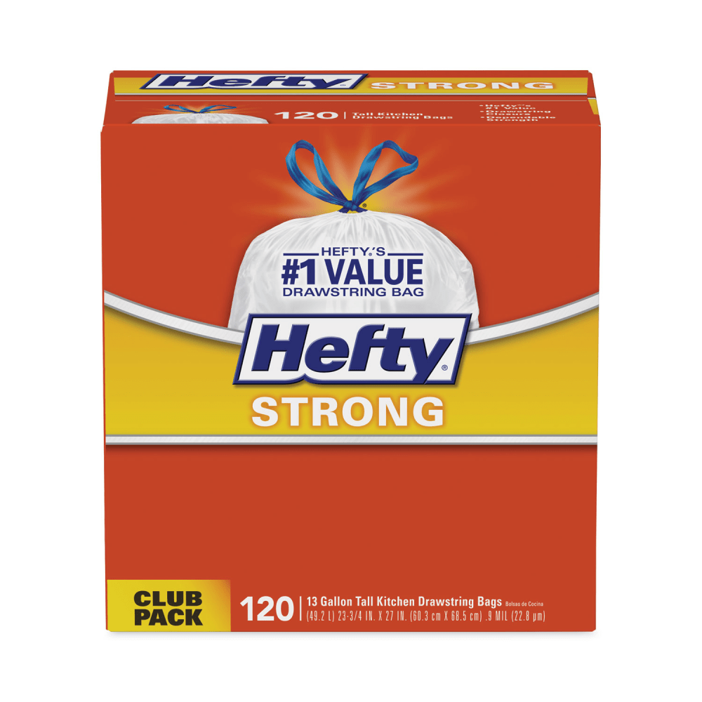 Hefty® Strong Tall Kitchen Drawstring Bags, 13 gal,