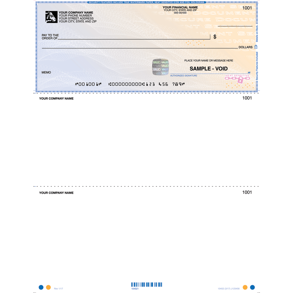 Custom High Security Laser Multipurpose Checks With Lines