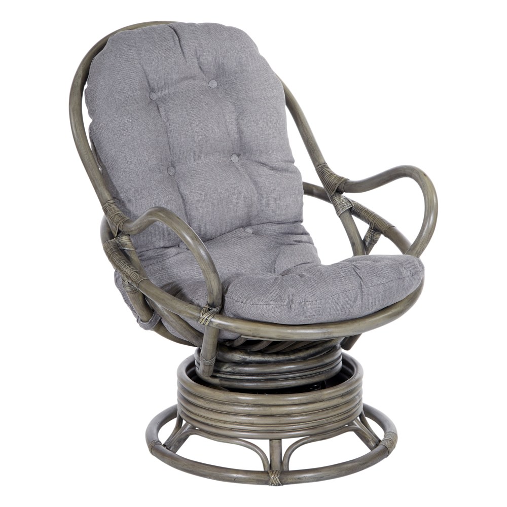 Office Star Tahiti Rattan Swivel Rocker Accent Chair,