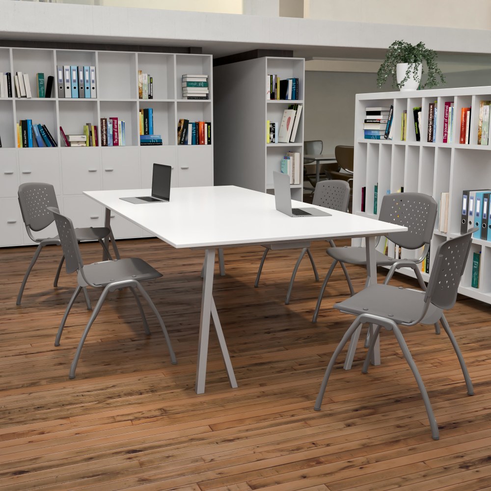 Flash Furniture HERCULES Series Plastic Stack Chairs, Gray,