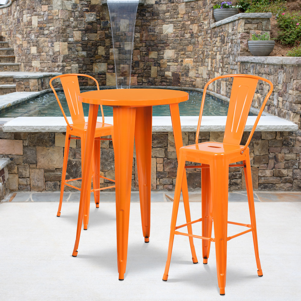Flash Furniture Round Metal Bar Table Set With