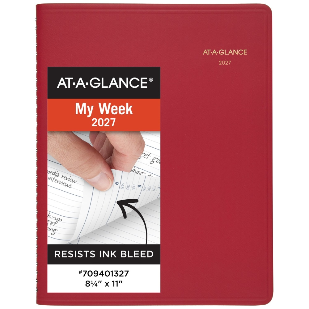 AT-A-GLANCE® 2027 Weekly Appointment Book Planner, Red, Large,
