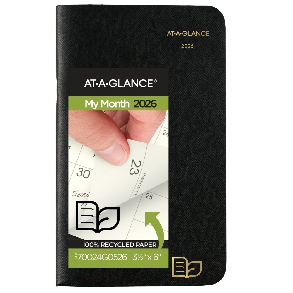 AT-A-GLANCE® 2026-2027 Recycled Two Year Monthly Planner, Black,