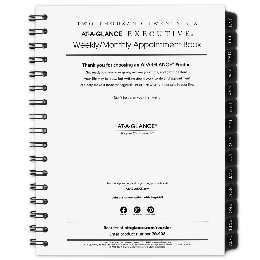 AT-A-GLANCE® Executive 2026 Weekly Monthly Appointment Book