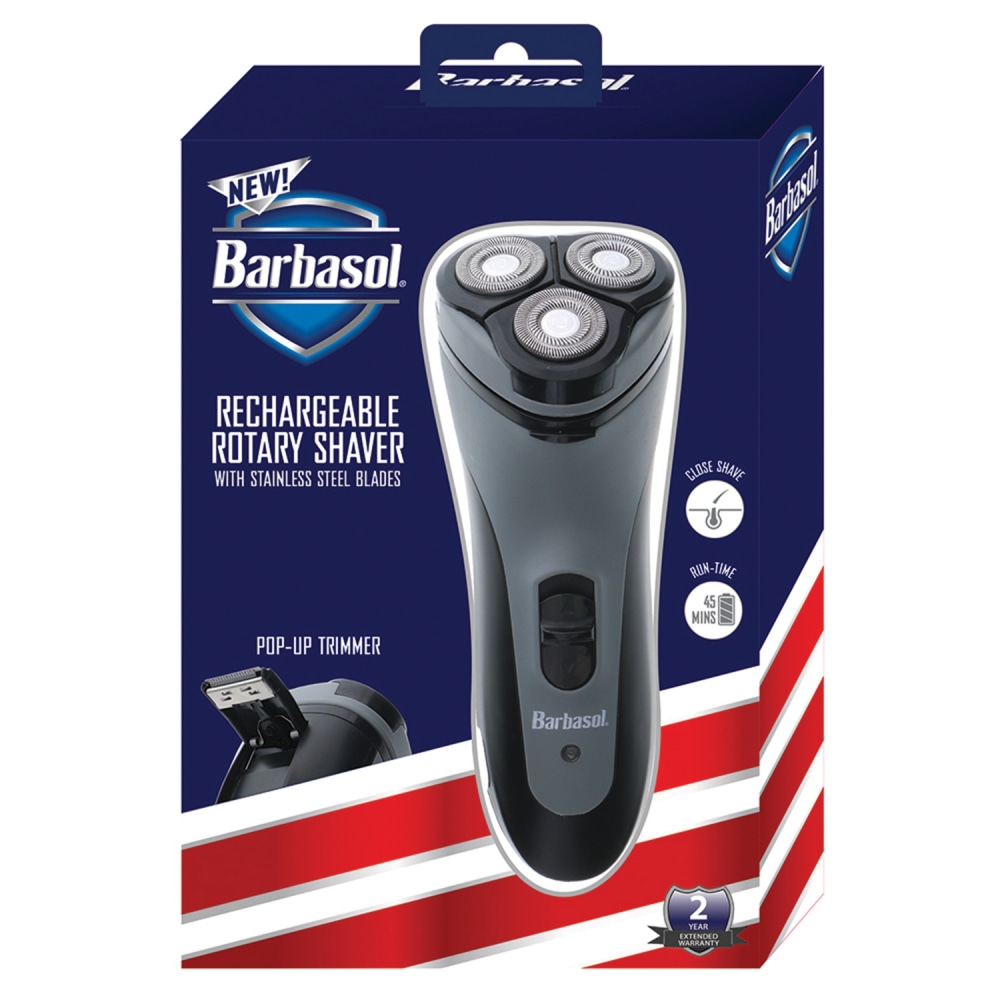 Barbasol Men&#x27;s Rechargeable Dry Rotary Shaver With Pop-Up