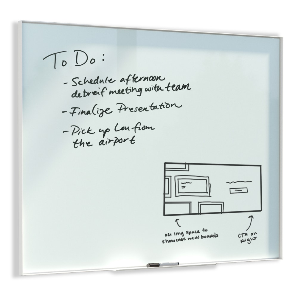 U Brands Glass Non-Magnetic Dry-Erase Board, 36" X